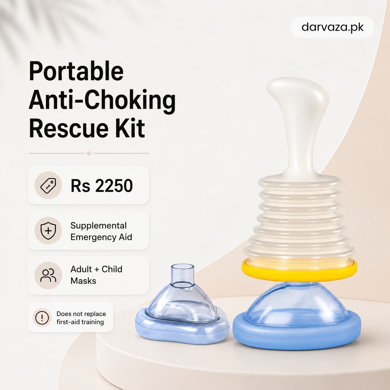 Portable Anti-Choking Suction Rescue Device Kit — Adult & Child Masks
