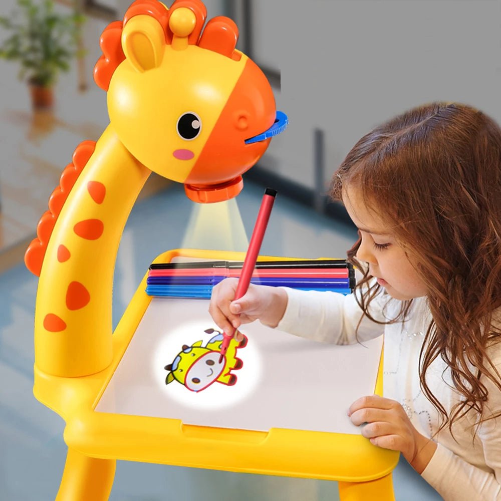 Cute Duck Shape Drawing Projector With Light Music with 12 Markers Toy For Kids