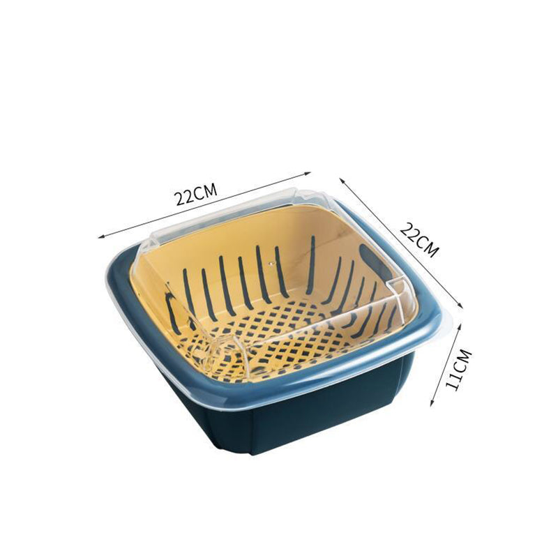 Grand Sale Offer Buy 1 Get 2 Free 2 In 1 Fruit / Vegetables Storage & Drain Basket With Lid Cover In Rs 999 (3 Baskets)
