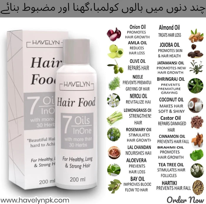 Hair Food Oil 100% Natural 7in1 Oil Mixture with more than 30 Herbs