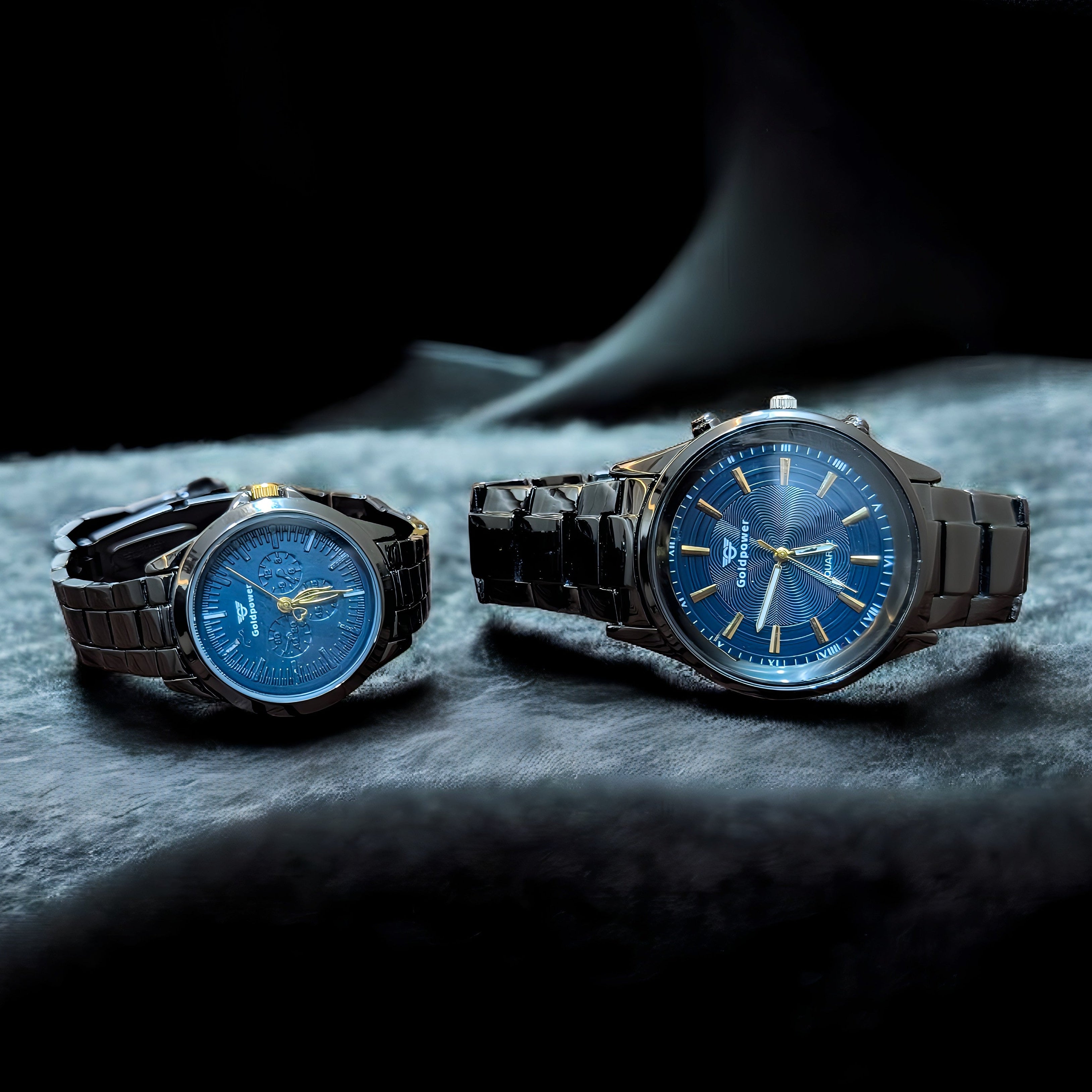 GoldenPower Eternal Blue β Couple Watches Set