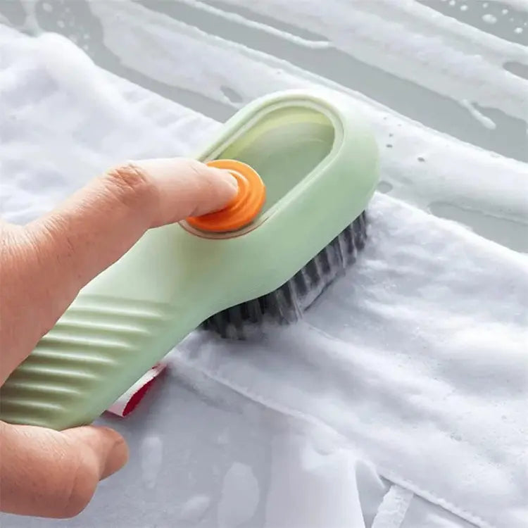 Pack of 2 Multifunctional Liquid Cleaning Brush with Soap Dispenser for Cleaning Shoes Laundry Household Use Bathroom Kitchen