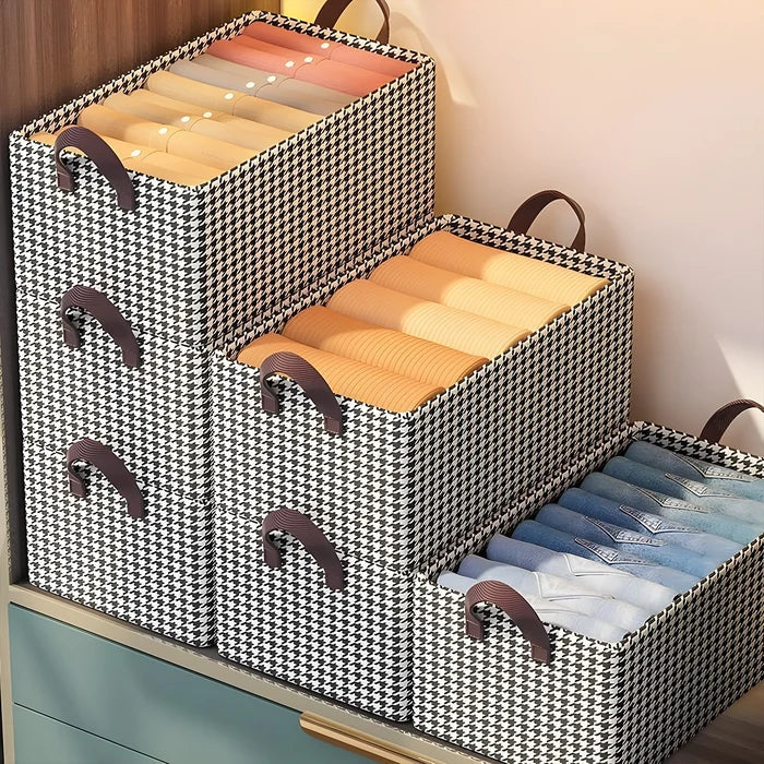 Checkered Storage Cubes - Houndstooth Premium Washable Foldable Storage Box β Large Capacity Organizer