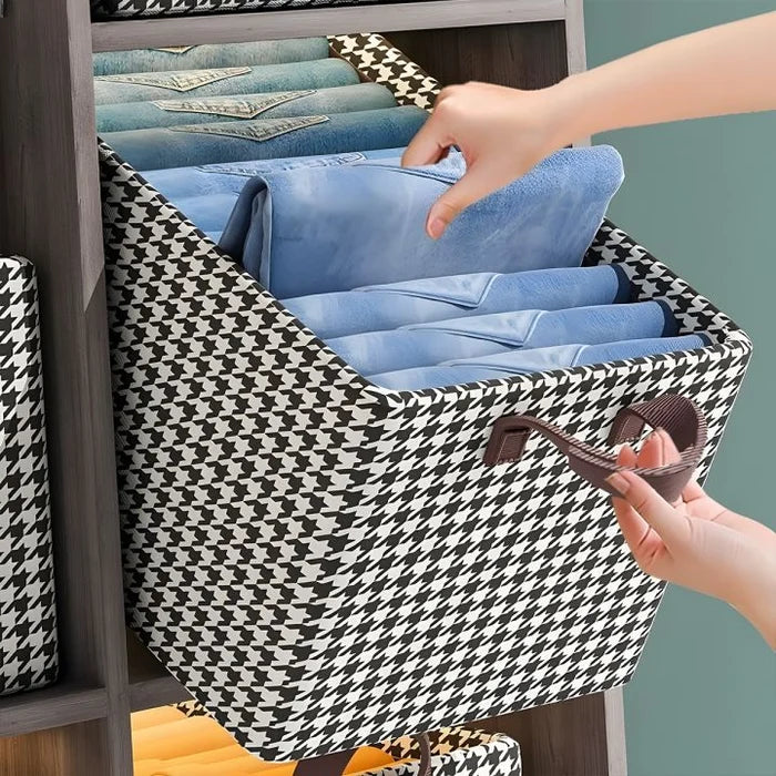 Checkered Storage Cubes - Houndstooth Premium Washable Foldable Storage Box β Large Capacity Organizer