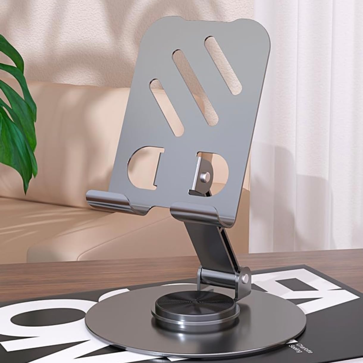 360Β° Rotating Heavy Metal Universal Mobile Stand with Anti-Slip Base for Desk and more β Foldable & Adjustable Holder