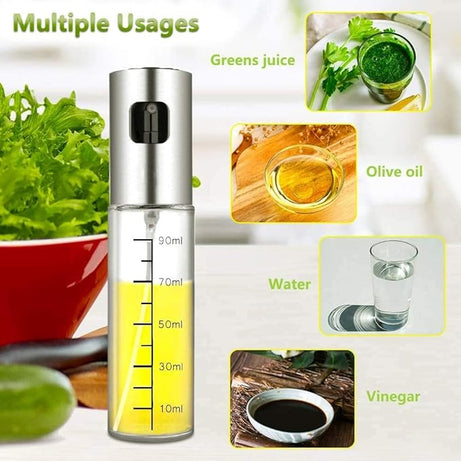 (Pack of 2) Food-grade Glass Oil Spray Transparent Vinegar Bottle for Cooking
