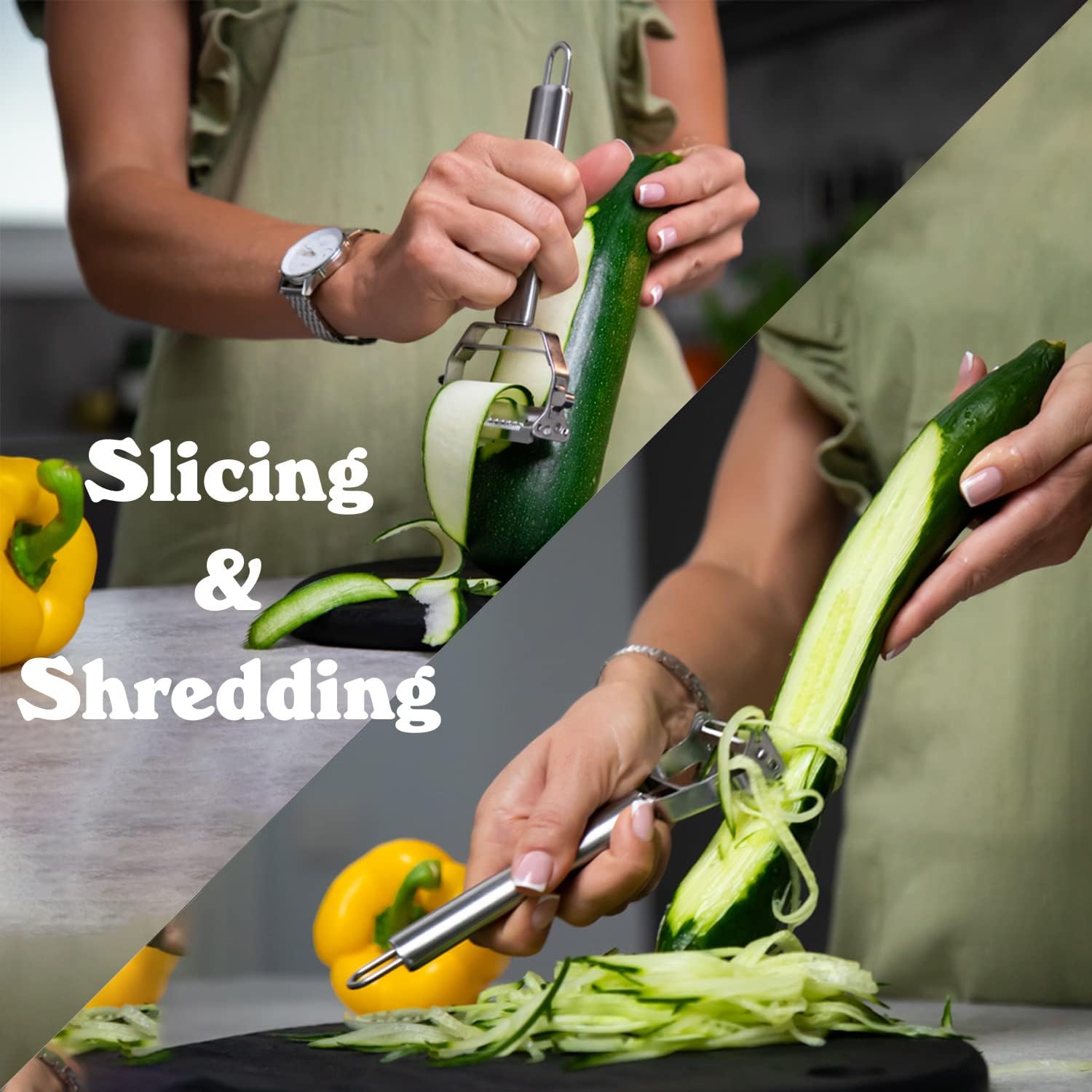 (Pack of 2) Stainless Steel Dual Blade Vegetable Peeler Slicer Shredder Scraper For Fruit, Potatoes, Carrot, Cucumber