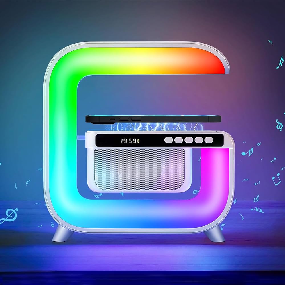 Atmosphere RGB G Lamp with Hi Fi Bluetooth Speaker and Wireless Charger for Home Decor