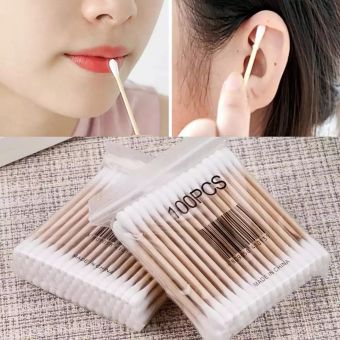 100pcs Wooden Stick Cotton Buds