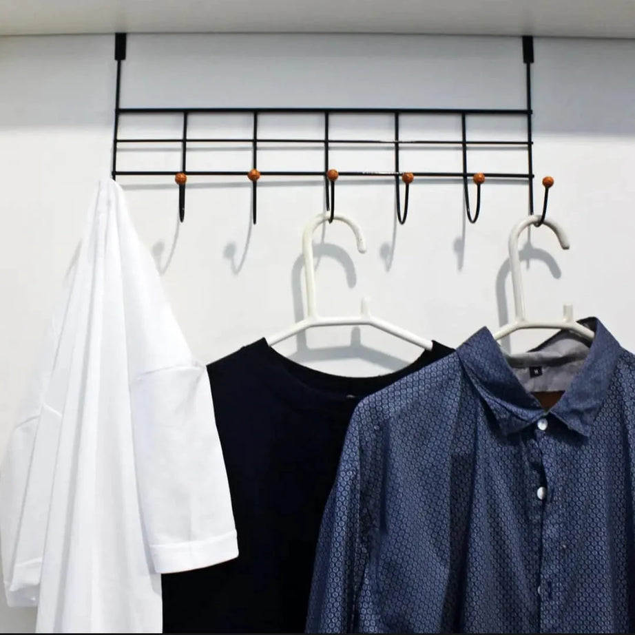 (Pack of 2) 7 Hooks Over the Door Hanging Storage Organizer for Hat Coat Purse Scarf Clothes Jacket Belt Bathroom