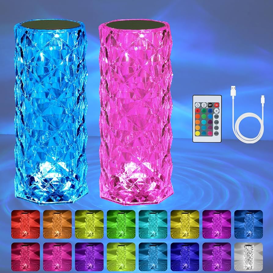 Crystal Table Lamp β 16 Color Touch & USB Powered!