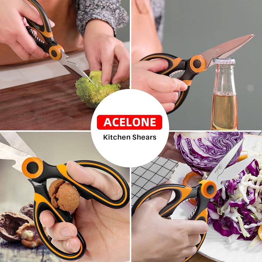 Multi-Purpose Kitchen Stainless Steel Kitchen Scissor with Protection Blade for Cutting Fish, Meat, Vegetables, Herbs, Bones, Nuts, & barbecue