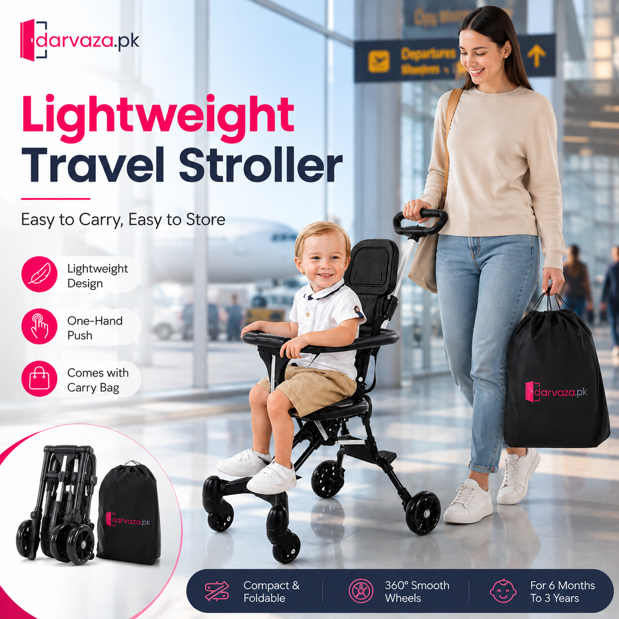 Foldable Lightweight Baby Stroller with Carry Bag