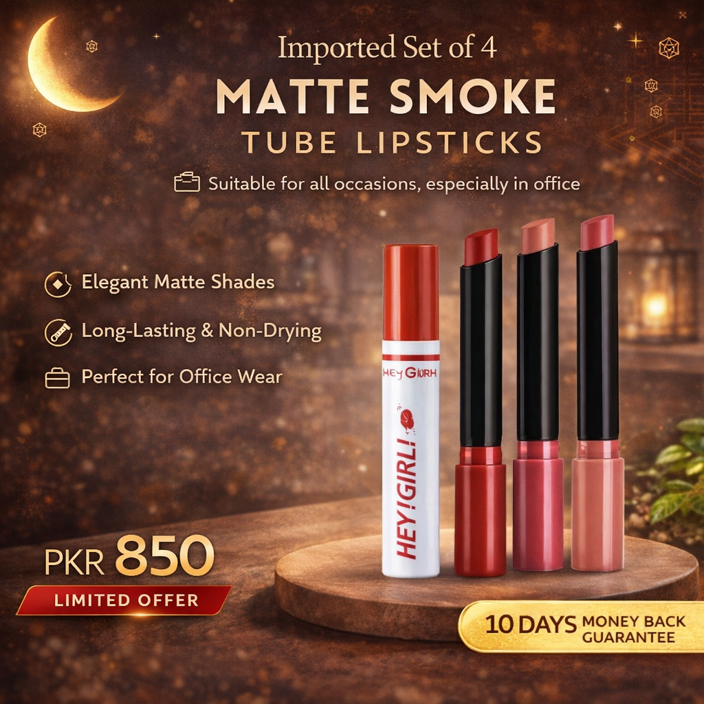 Imported Set of 4 HEY GIRL Matte Smoke Tube Lipsticks