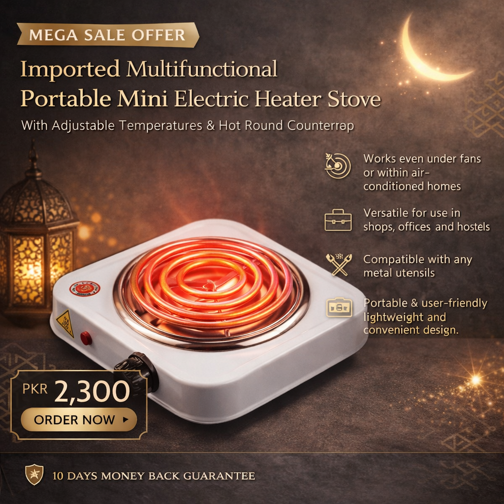 Mega sale offer - Imported Multifunctional Portable Mini Electric Heater Stove with Adjustable Temperatures & Hot Round Countertop Burner in Rs 2300 only