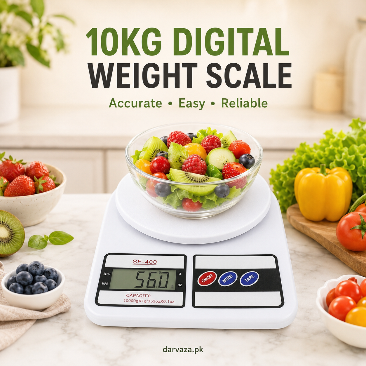 10Kg Electronic Digital Kitchen Weight Scale For Vegetable, Fruit, Jewellery & Postal Parcel Measurement
