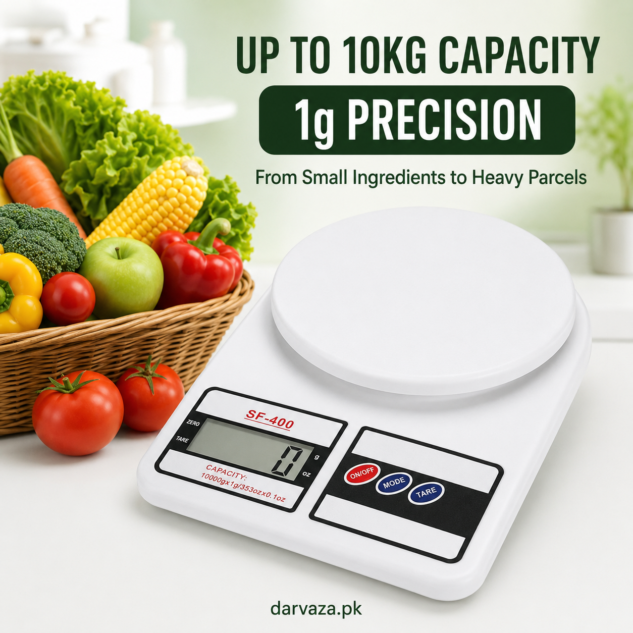10Kg Electronic Digital Kitchen Weight Scale For Vegetable, Fruit, Jewellery & Postal Parcel Measurement