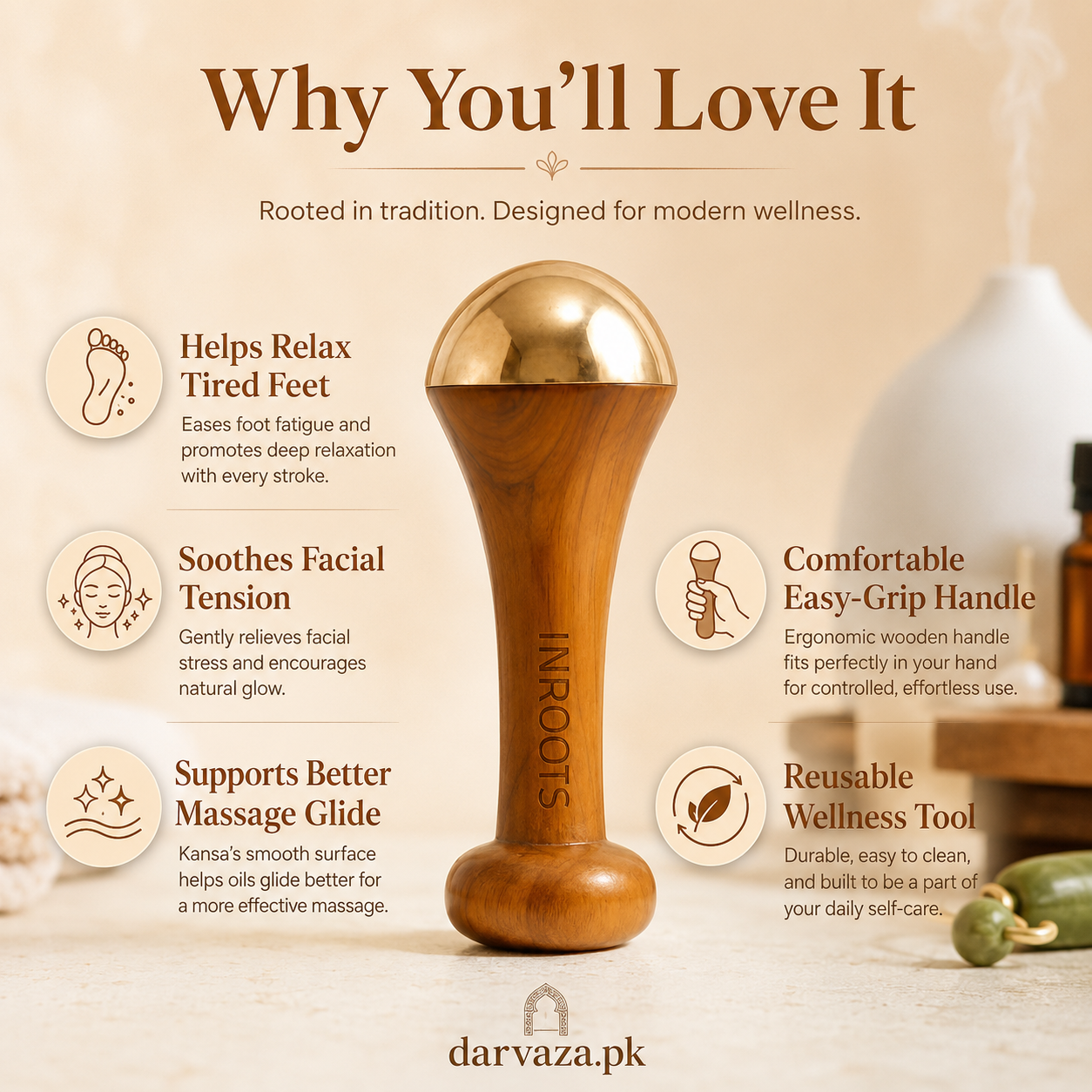Premium Kansa Wand Massager for Face & Feet