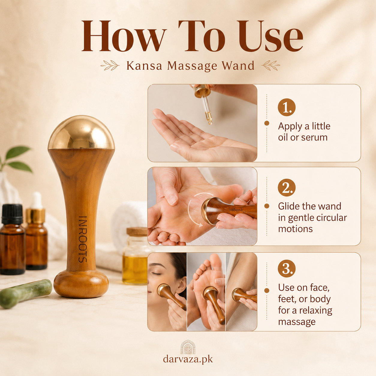Premium Kansa Wand Massager for Face & Feet