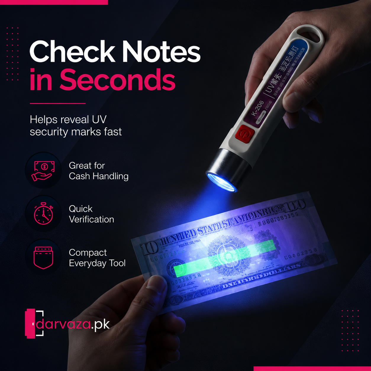 Rechargeable UV Money Detector Light β Fake Note Checker