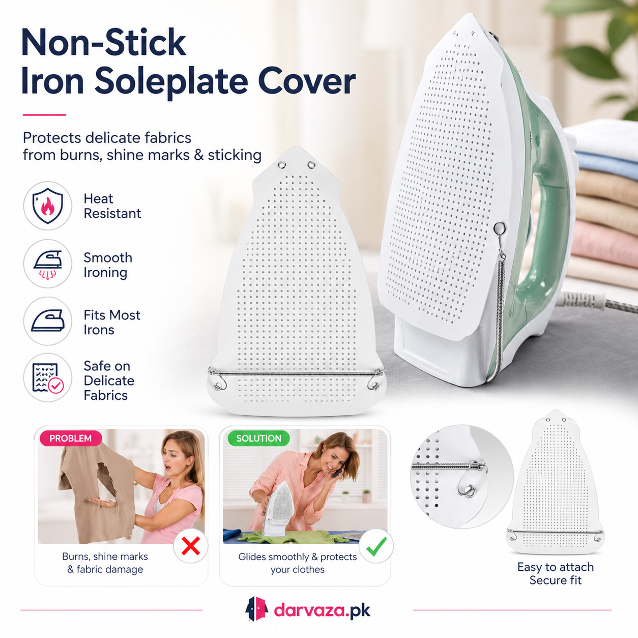 Pack of 2 Non-Stick Iron Soleplate Cover | 2 Iron Protectors Shoe for Clothes β Heat Resistant & Fabric Safe