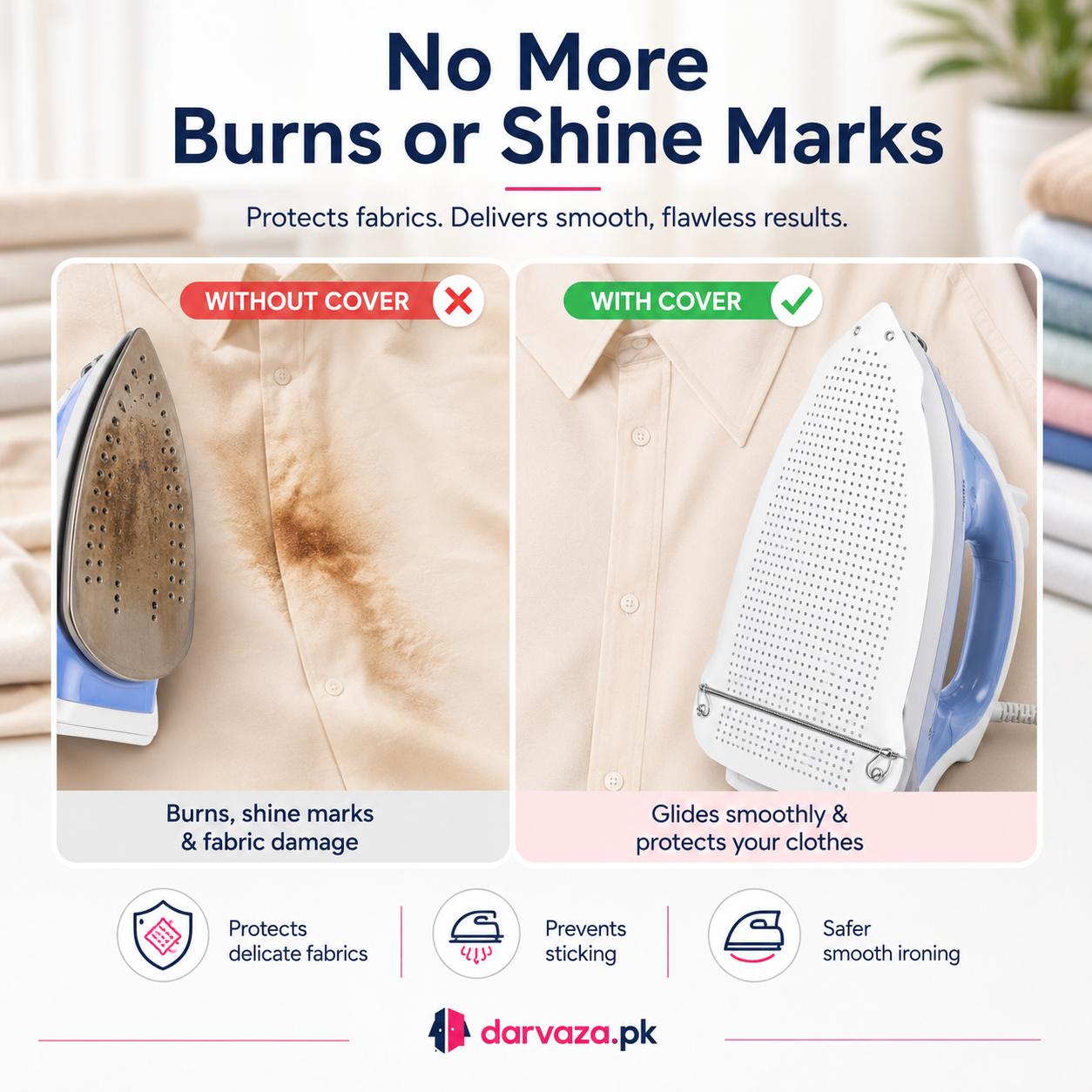 Pack of 2 Non-Stick Iron Soleplate Cover | 2 Iron Protectors Shoe for Clothes β Heat Resistant & Fabric Safe