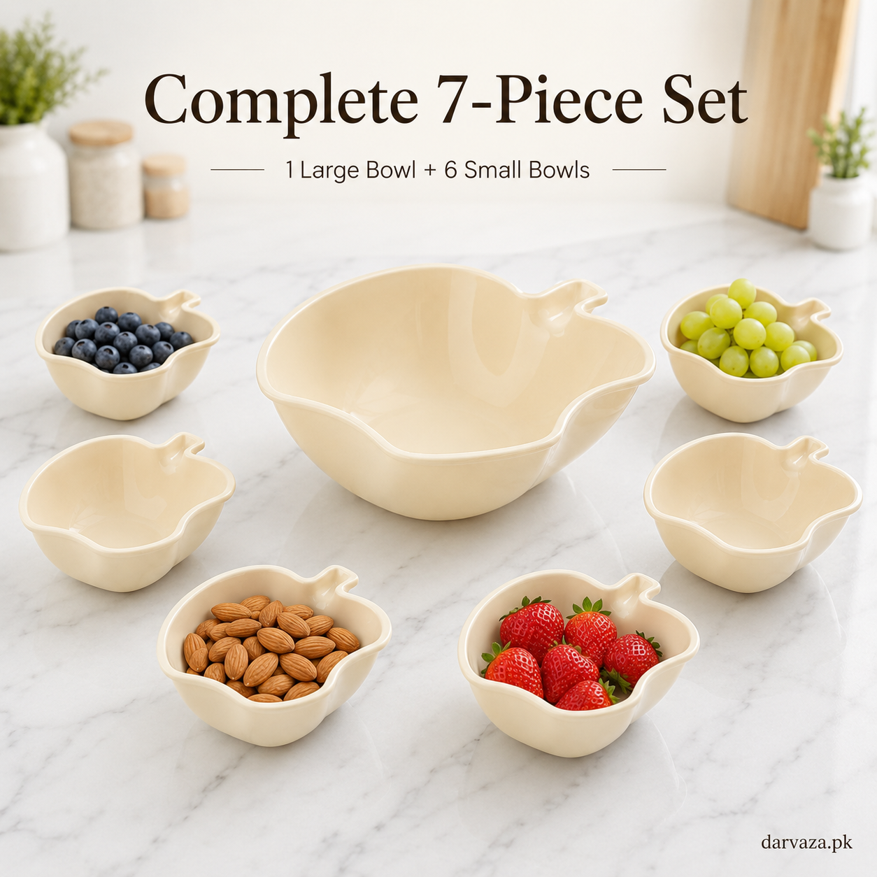 Apple Bowl Set 7 in 1 โ Premium Serving Bowls for Snacks, Fruits & Dips