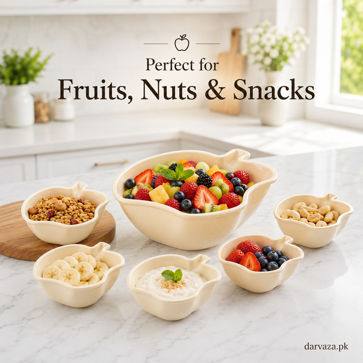 Apple Bowl Set 7 in 1 โ Premium Serving Bowls for Snacks, Fruits & Dips