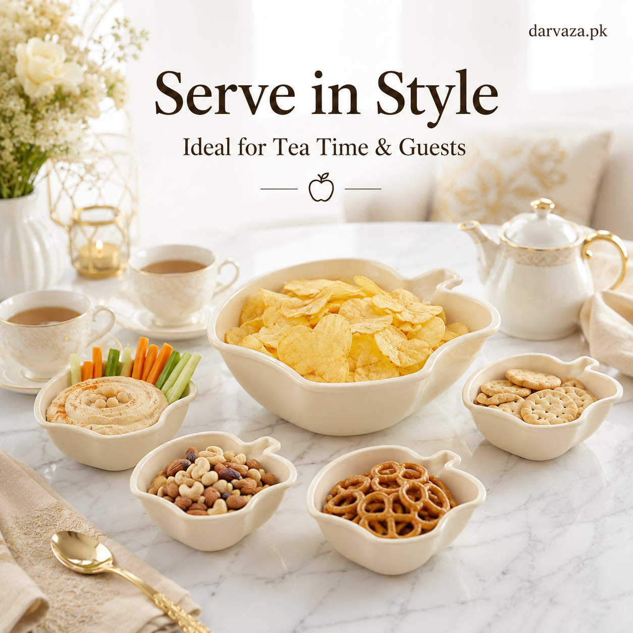 Apple Bowl Set 7 in 1 โ Premium Serving Bowls for Snacks, Fruits & Dips