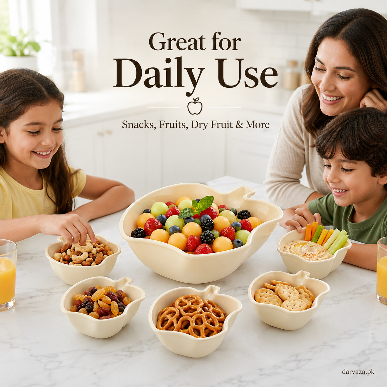 Apple Bowl Set 7 in 1 โ Premium Serving Bowls for Snacks, Fruits & Dips
