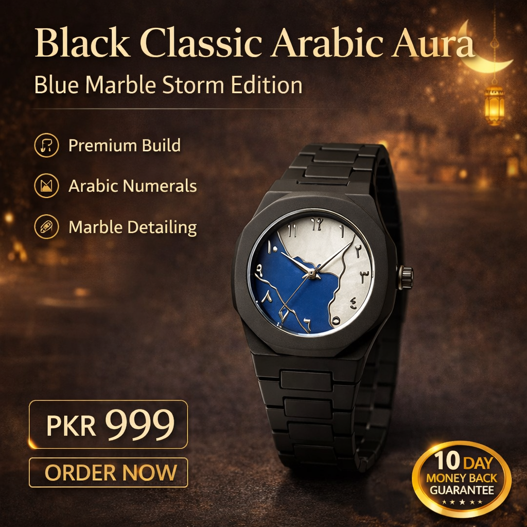 Black Classic Arabic Aura β Blue Marble Storm Edition