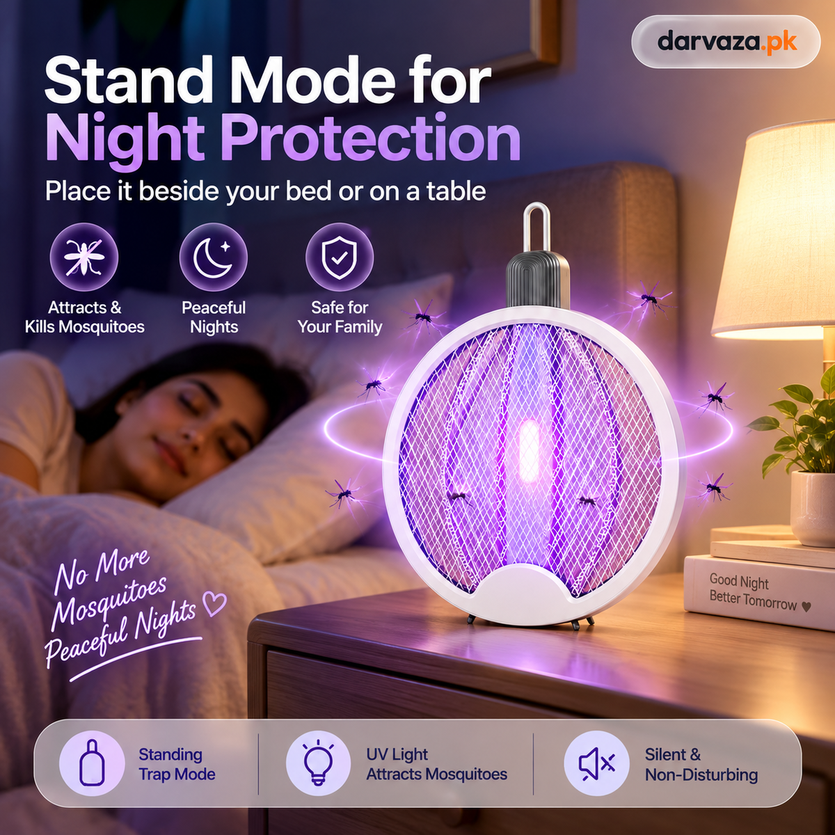 Foldable Electric Mosquito Swatter Racket