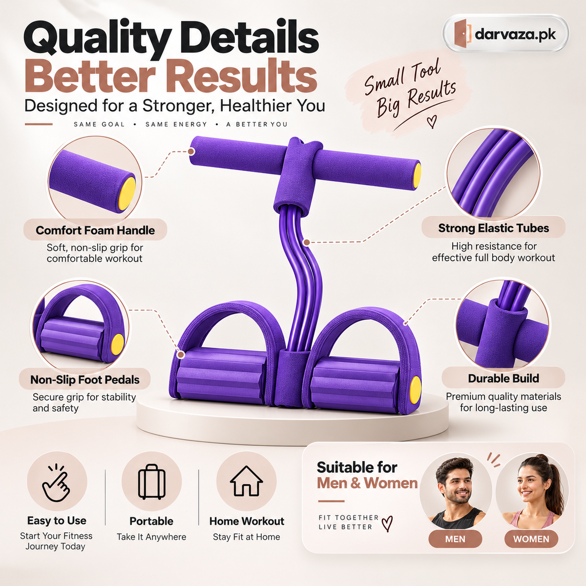 4 Tube Heavy Duty Tummy Trimmer & Pedal Puller Fitness Exercise tool