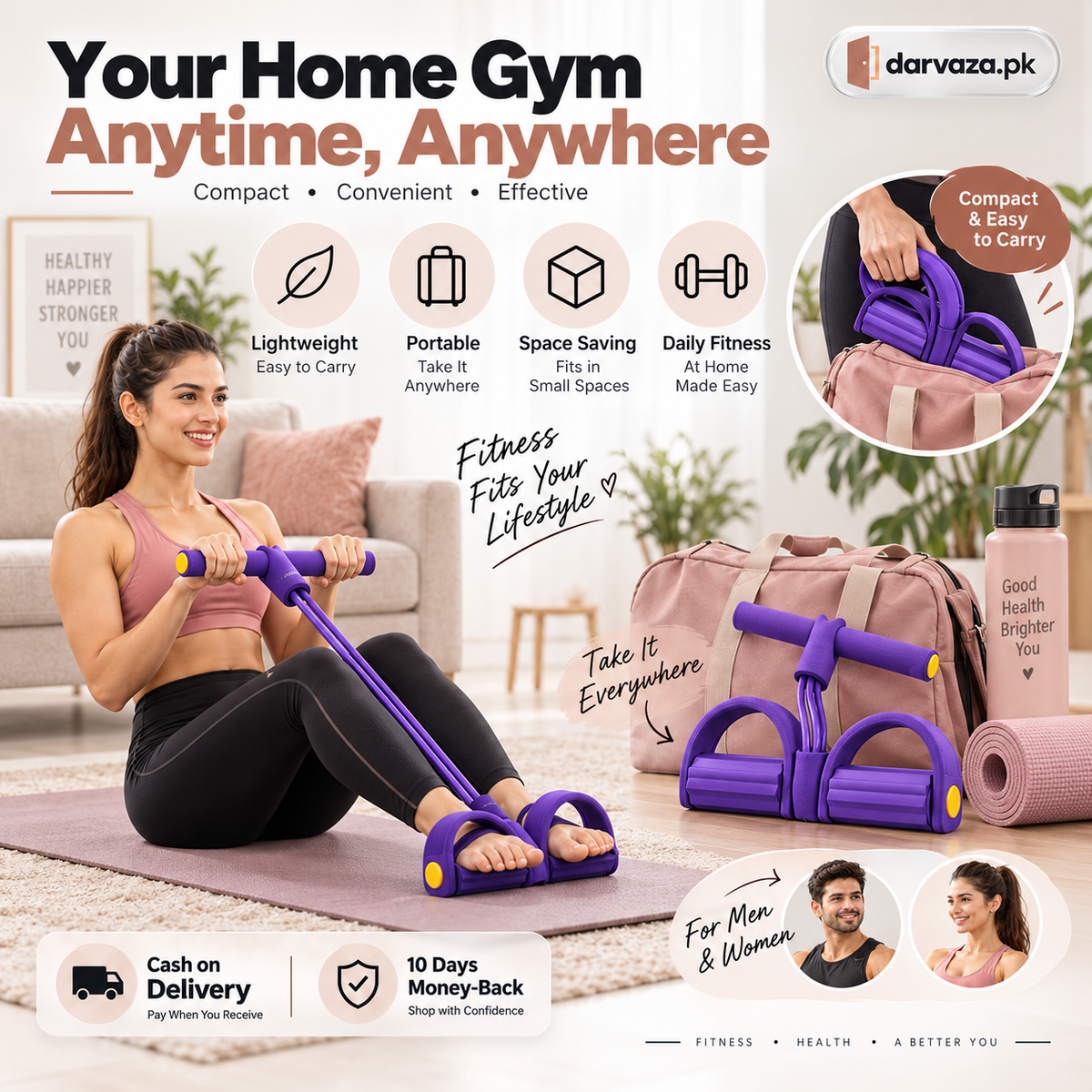 4 Tube Heavy Duty Tummy Trimmer & Pedal Puller Fitness Exercise tool