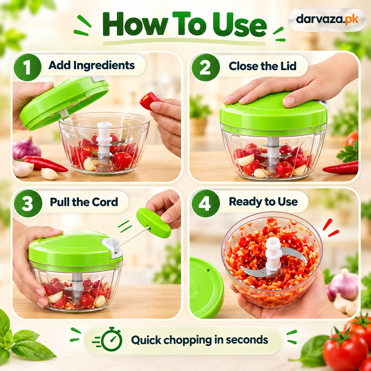 3 Blade Multi-Functional Manual Food & Spin Cutter