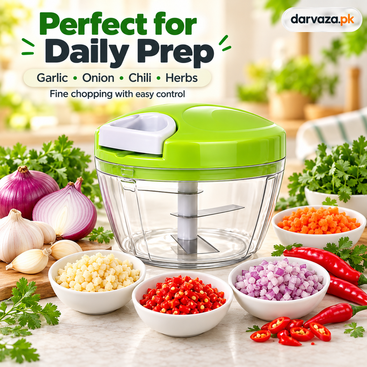 3 Blade Multi-Functional Manual Food & Spin Cutter