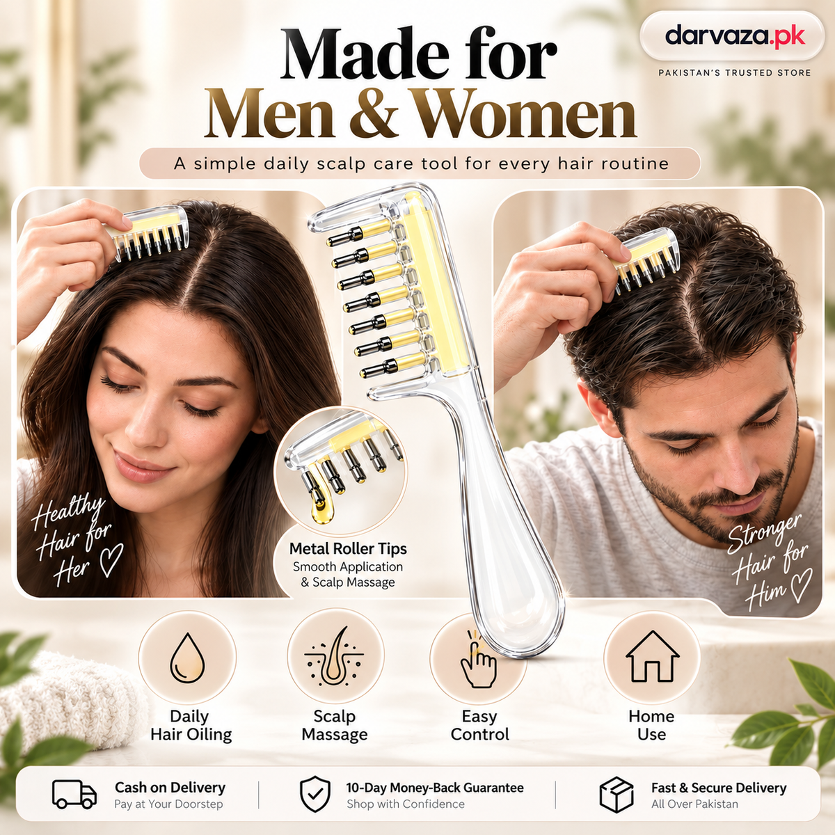 2-in-1 Transparent Refillable Hair Oil Applicator & Scalp Massager