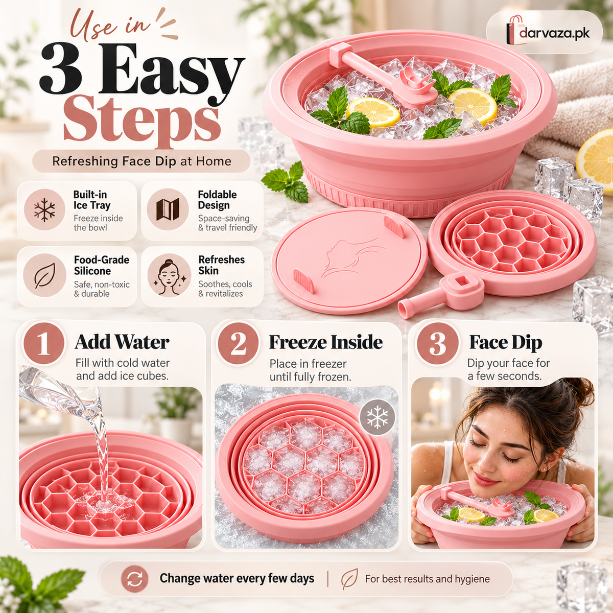 Foldable Silicone Ice Bath Bowl for Face