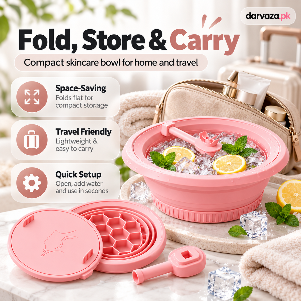 Foldable Silicone Ice Bath Bowl for Face