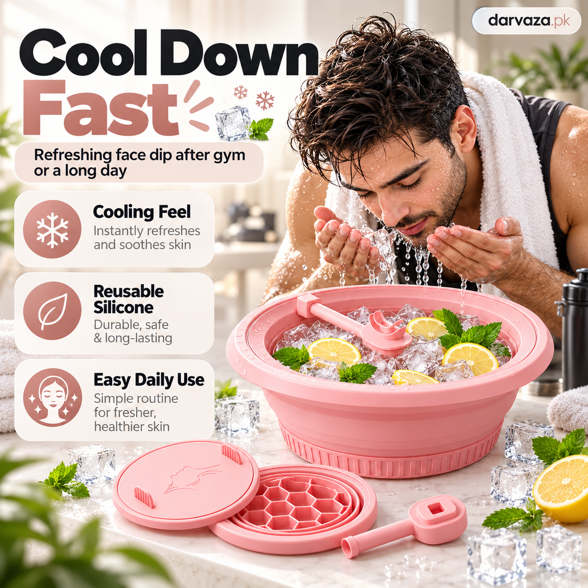 Foldable Silicone Ice Bath Bowl for Face