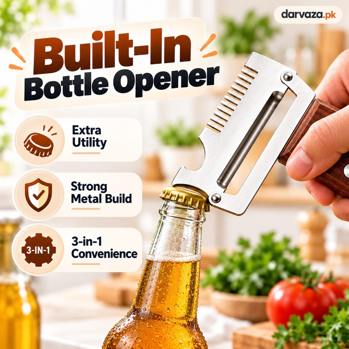 3-in-1 Vegetable Peeler, Shredder and Bottle Opener