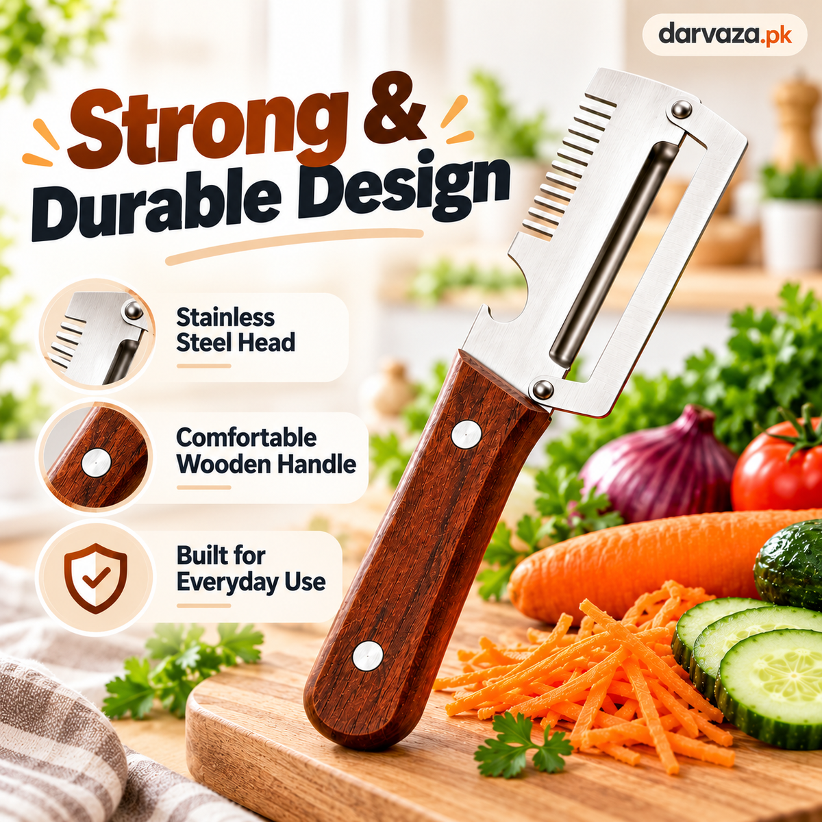 3-in-1 Vegetable Peeler, Shredder and Bottle Opener