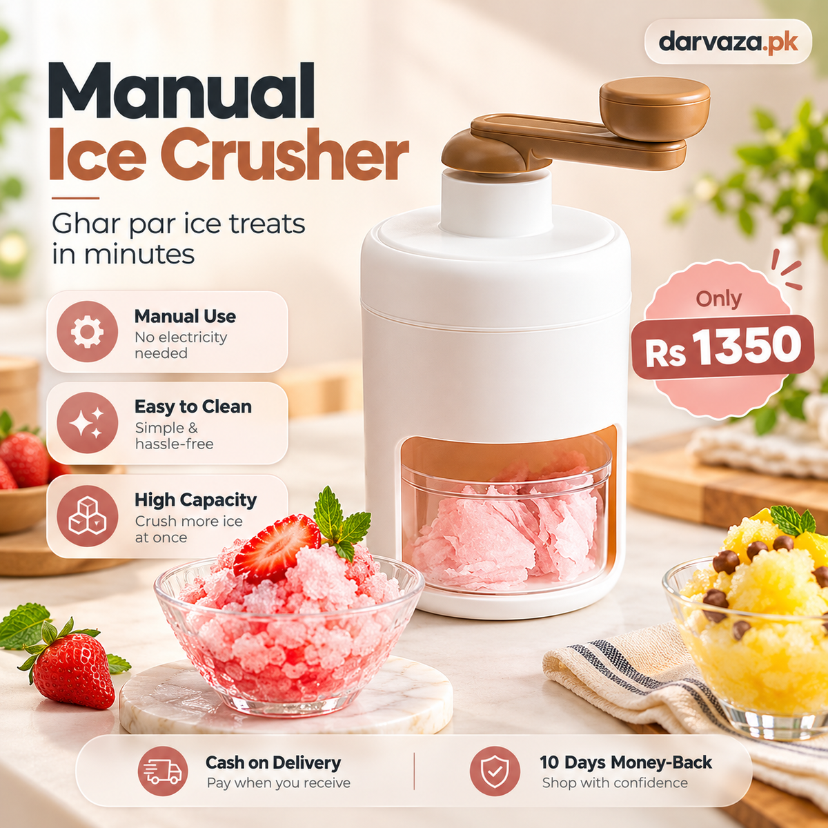 Manual Ice Crusher and Gola Maker Make Shaved Ice at Home