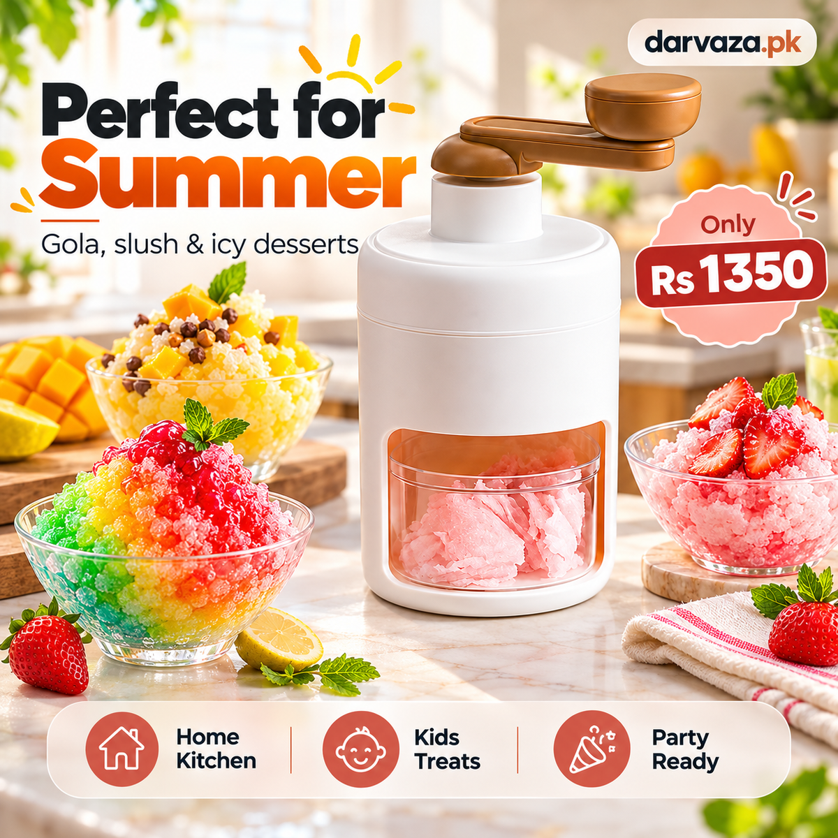 Manual Ice Crusher and Gola Maker Make Shaved Ice at Home