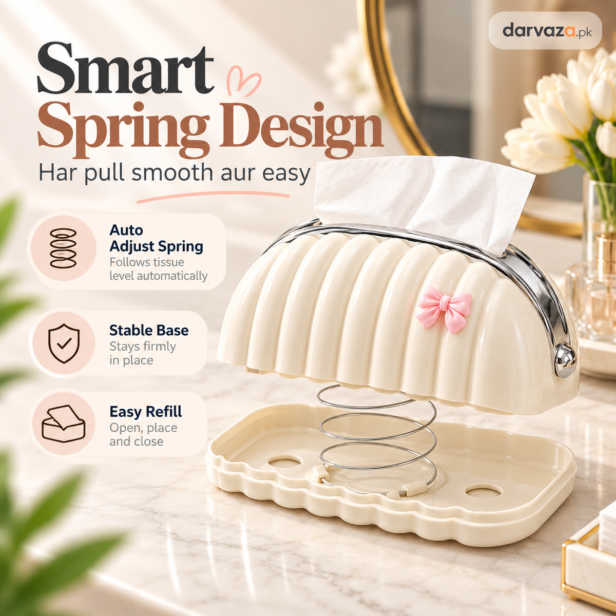 Luxury Shell Tissue Box Holder Elegant Desktop Organizer
