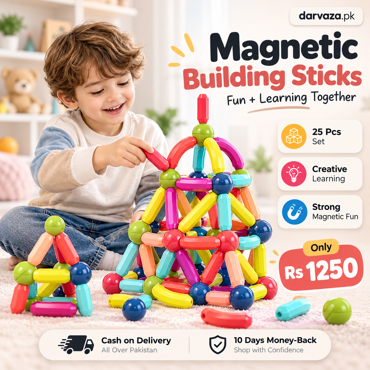 Magnetic Sticks Building Blocks 25 Pcs Educational Kids Toy
