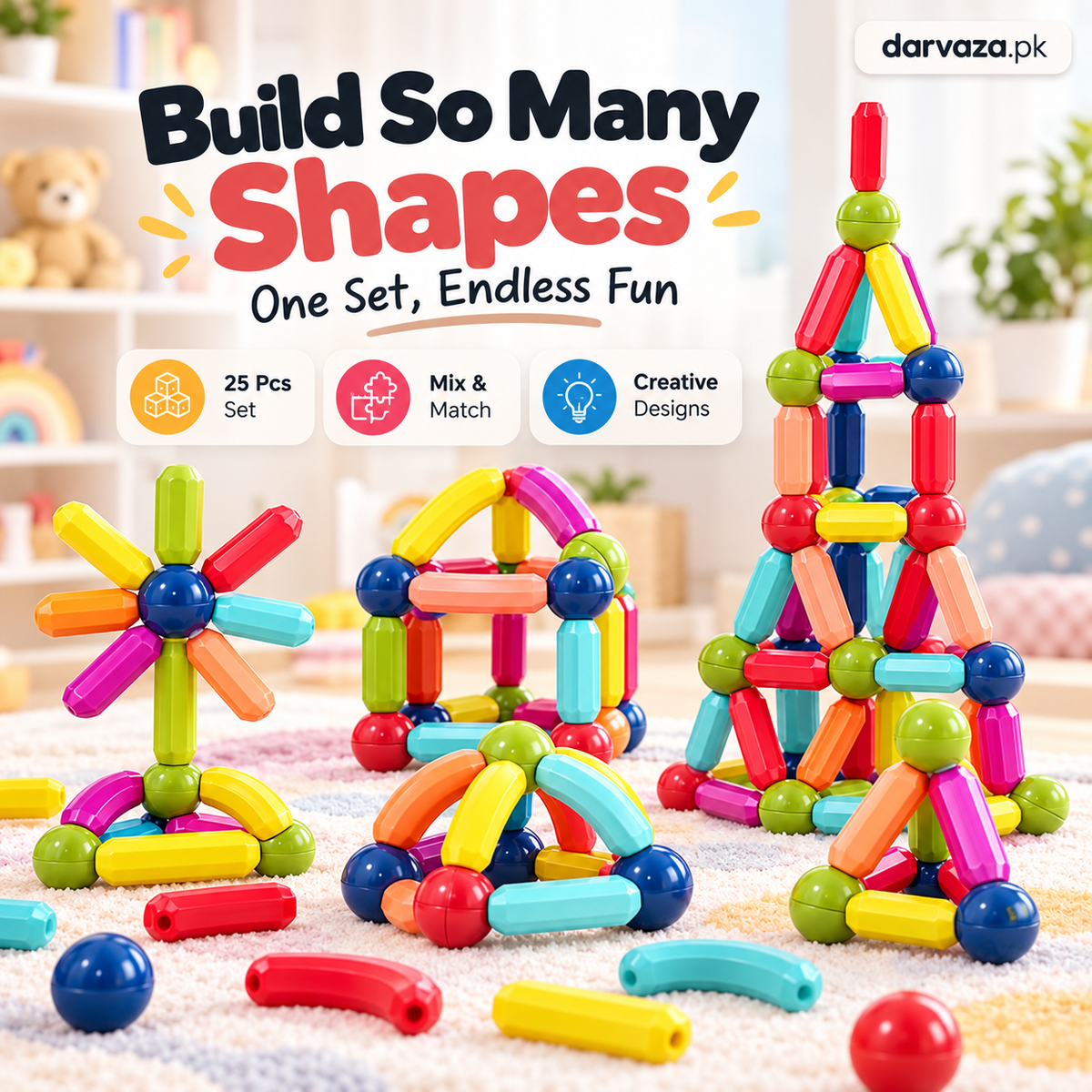 Magnetic Sticks Building Blocks 25 Pcs Educational Kids Toy