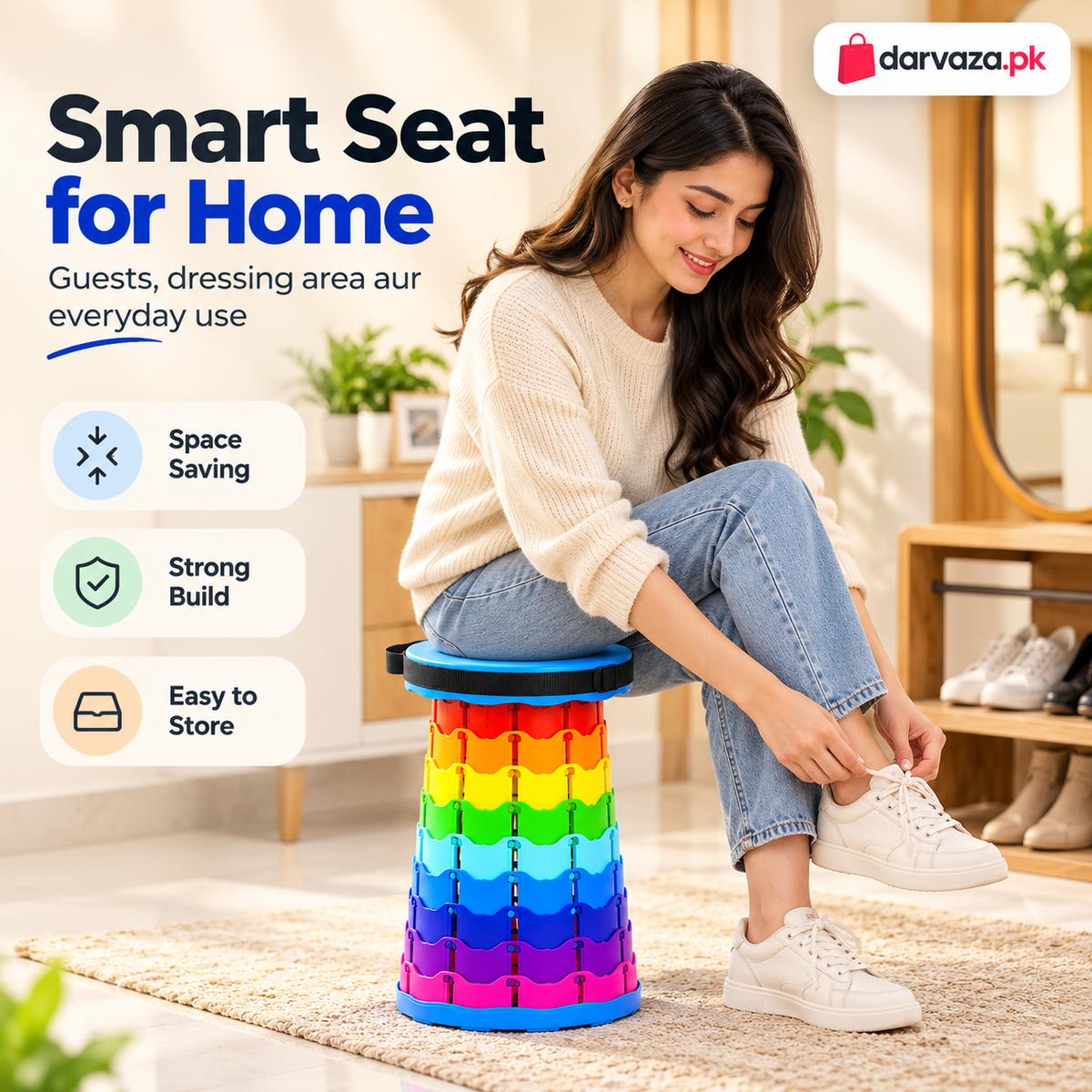 Portable Retractable Folding Stool Collapsible Travel and Camping Chair
