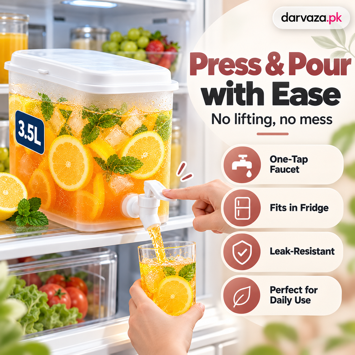 3.5L Refrigerator Juice Dispenser Fresh Drinks Anytime Anywhere