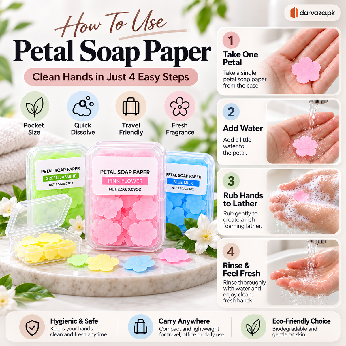 Pack of 20 Portable Flower Soap Paper Boxes